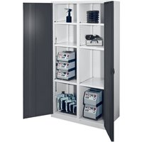 Kappes Schwerlastschrank mit Mitteltrennwand, 6 Böden, HxBxT 1.950 x 1.000 x 600 mm, Vollblechtüren, lichtgrau, anthrazitgrau von Kappes