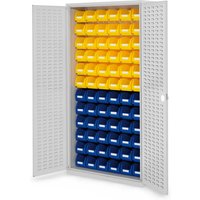 Kappes ®RasterPlan Magazinschrank, HxBxT 1.950 x 1.000 x 410 mm, mit Lagersichtkasten, 72 Stück (HxBxT 130 x 140 x 290 mm), Schlitzplattentüren, lichtgrau von Kappes