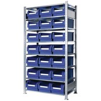 Steckregal H2000xB1000xT500mm Grundregal 8 Stahlböden 21 x Gr. 2 blau von Kappes