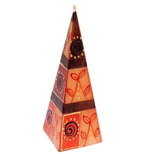 Kapula Fair Trade Kerze - handbemalt in Südafrika - Safari Gold Design - Pyramide 6x15cm von Kapula