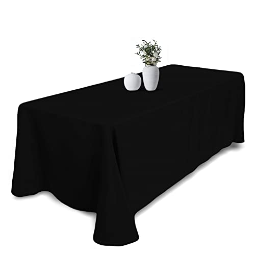 Kapwall Schwarze Tischdecke, 152 x 260 cm, Polyester, rechteckig, waschbar, Flecken- und knitterfrei, ideal für Hochzeit, Restaurant, Party, Bankett, Dekoration von Kapwall