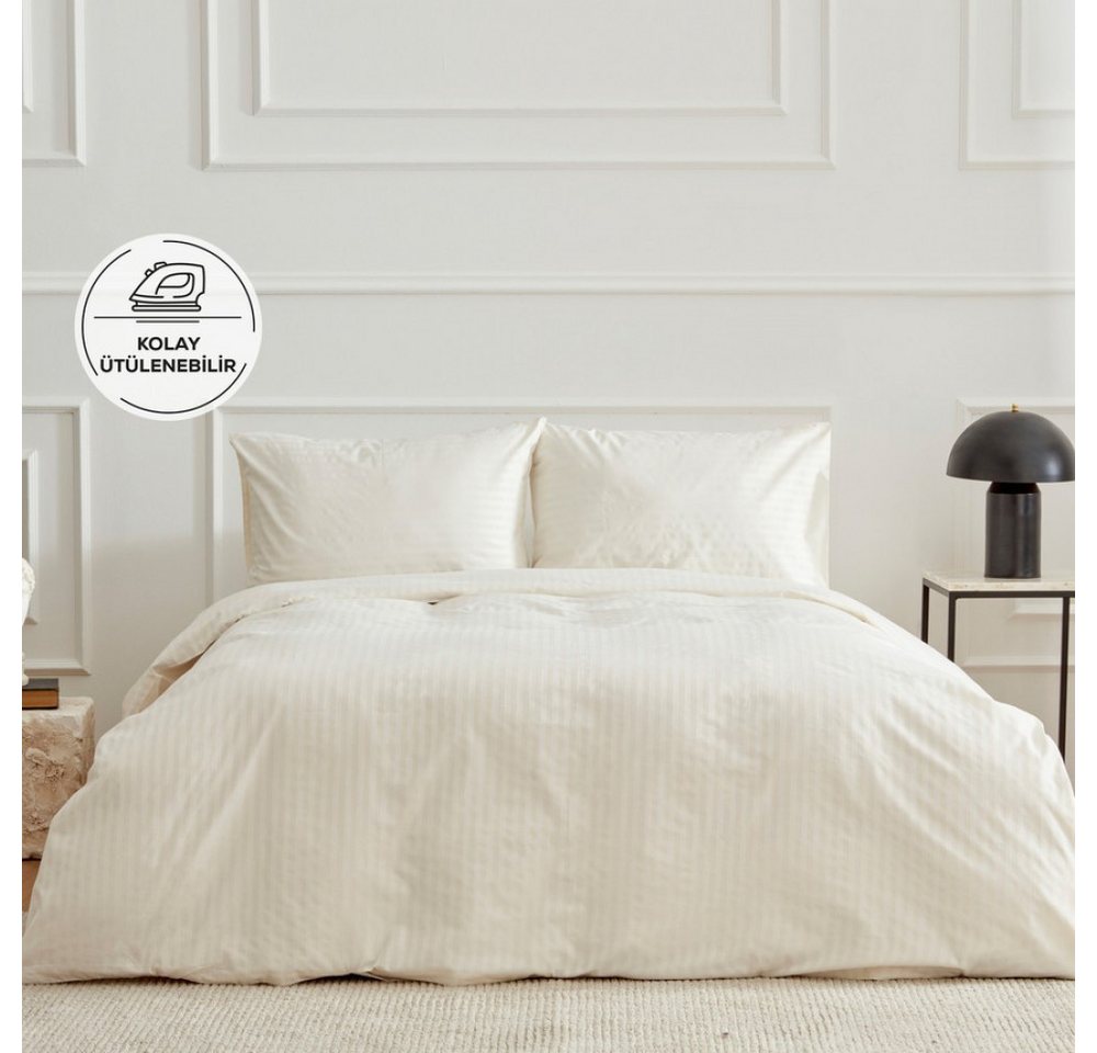 Karaca Bettwäsche Karaca Home Josef Ecru Gestreiftes Satin Einzelbettbezugs-Set Karaca Bettwäsche Karaca Home Josef Ecru Gestreiftes Satin Einzelbettbezugs-Set von Karaca