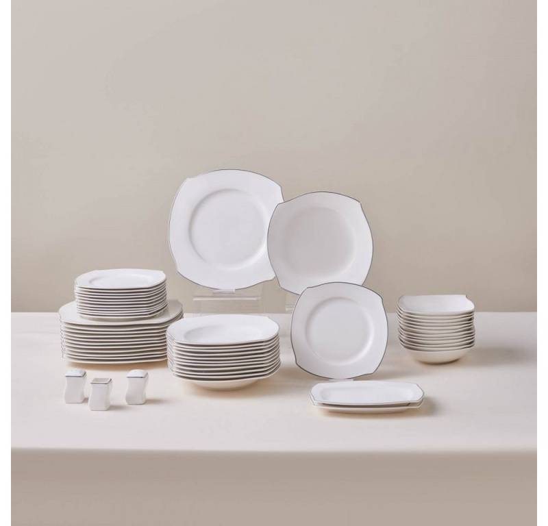 Karaca Geschirr-Set Karaca Square Eterno 53-tlg. 12-Personen Geschirrset Platin von Karaca