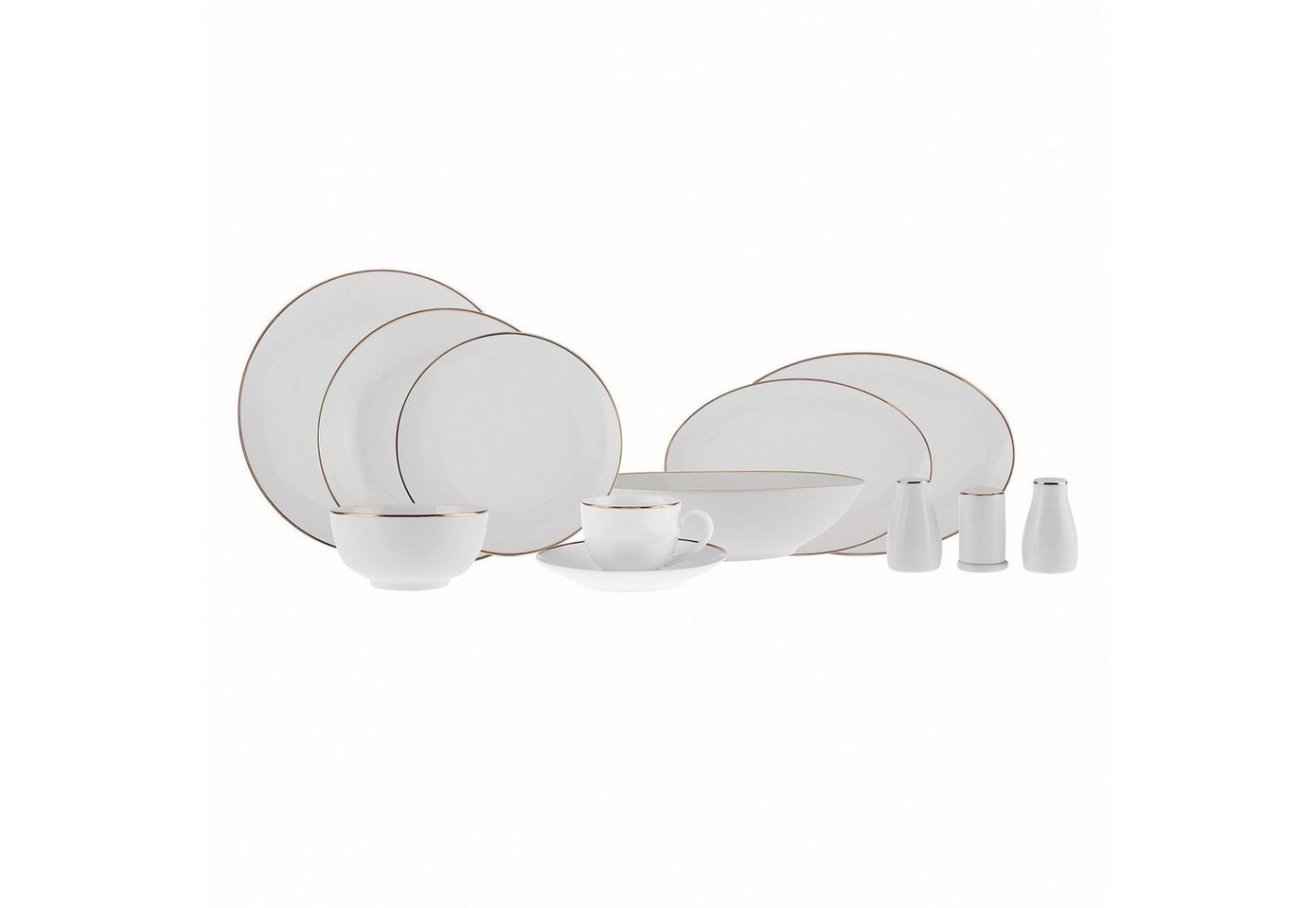 Karaca Geschirr-Set Rowan New Generation Bone Dinner Set für 12 Personen Gold 69 Teile von Karaca