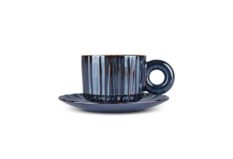 Karaca Kaffeeservice Karaca Arthur Marineblaue Teetasse Mokkatasse für 2 Personen, 260 ml von Karaca