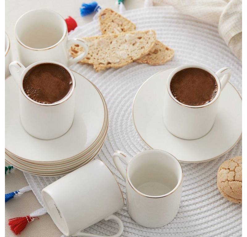 Karaca Kaffeeservice Karaca Elda 12 teiliges Kaffeetassen Mokkatasse Set für 6 Personen von Karaca