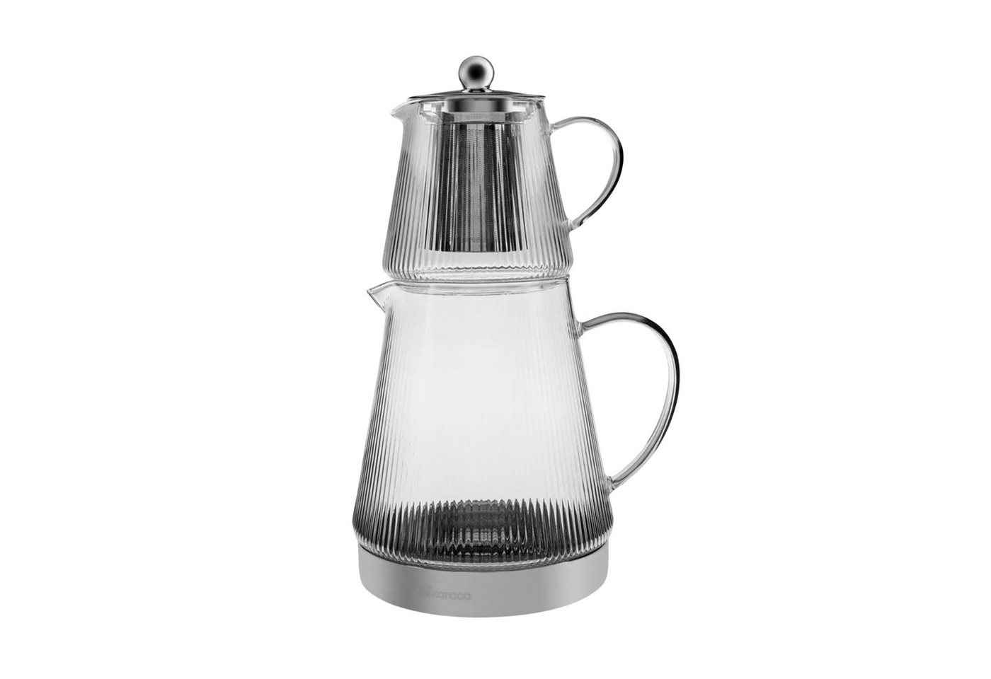 Karaca Teekanne Karaca Keops Glas Türkische Teekanne Caydanlik für Induktionsbetrieb, 450 l, (2-St), Induktionsgeeignet, elegantes Design von Karaca