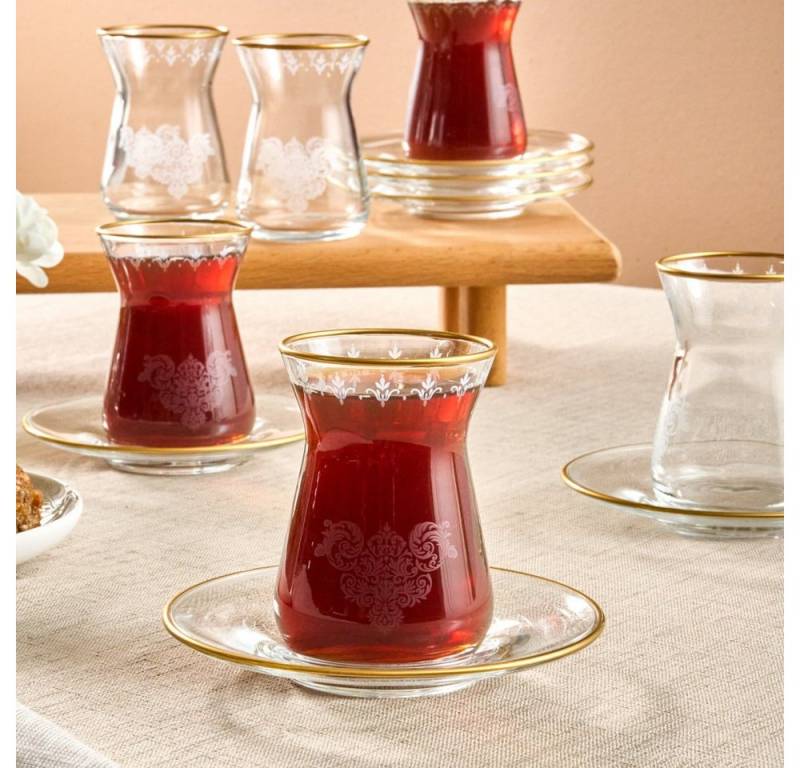 Karaca Teeservice Karaca Gent 12-teiliges Teeservice Teeset Teeglas für 6 Personen von Karaca