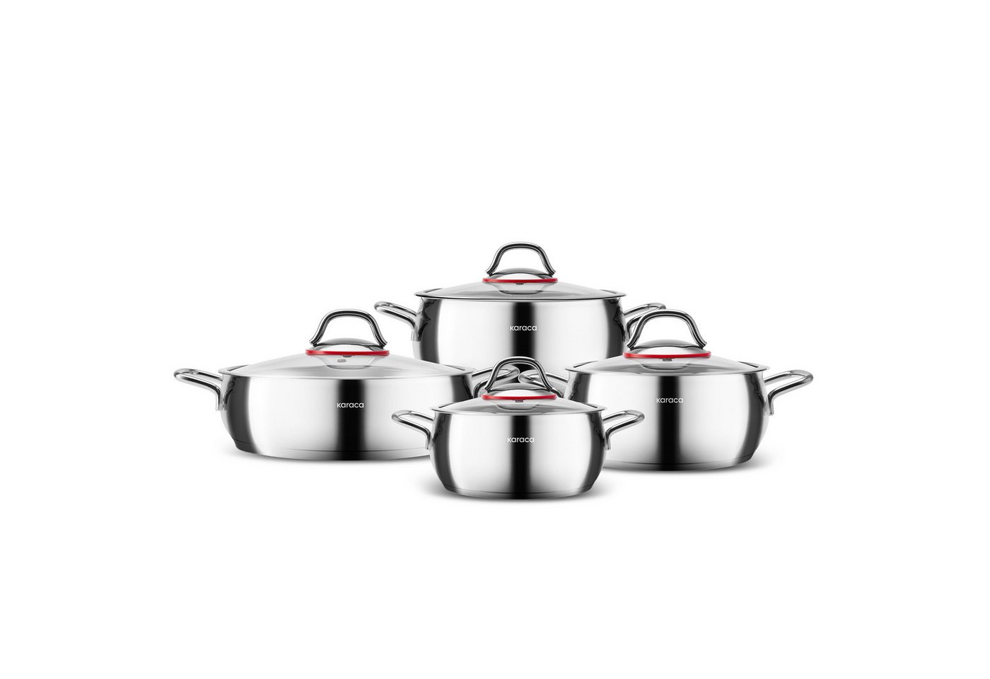 Karaca Topf-Set Emirgan 8-Tlg, Kochgeschirr Set aus Stahl Topfset, (8-tlg) von Karaca