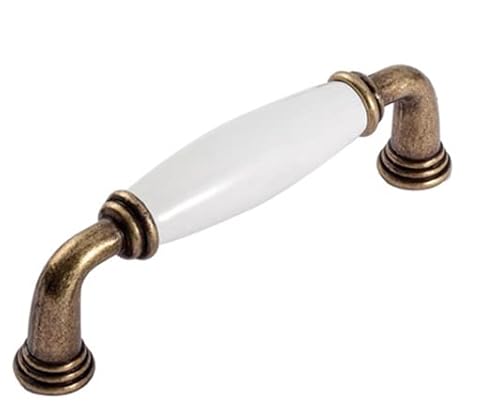 Karan Möbelgriff Rosbach, Zamak Porzellan antik weiß, 113 mm x 35 mm x 19 mm, LA 96 mm, Y-207-WHITE-ANTIQUE-96 von Karan