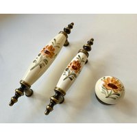 Möbelgriff, Schrankgriff, Schubladengriff, Möbelknopf, Knauf, 64mm 96mm, Porzellan Handbemalt von Karanbeschlaege