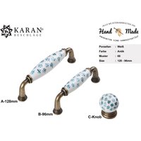 Möbelgriff, Schrankgriff, Schubladengriff, Möbelknopf, Knauf, 64mm 96mm 128mm, Porzellan Handbemalt von Karanbeschlaege