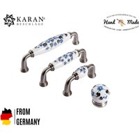Möbelgriff, Schrankgriff, Schubladengriff, Möbelknopf, Knauf, 64mm 96mm 128mm, Porzellan Handbemalt von Karanbeschlaege