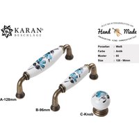 Möbelgriff, Schrankgriff, Schubladengriff, Möbelknopf, Knauf, 64mm 96mm 128mm, Porzellan Handbemalt von Karanbeschlaege