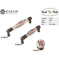 Möbelgriff, Schrankgriff, Schubladengriff, Möbelknopf, Knauf, 64mm 96mm 128mm, Porzellan Handbemalt von Karanbeschlaege
