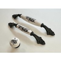 Möbelgriff, Schrankgriff, Schubladengriff, Möbelknopf, Knauf, 64mm 96mm 128mm, Porzellan Handbemalt von Karanbeschlaege