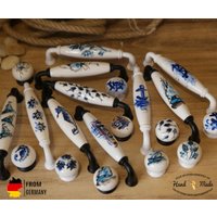 Möbelgriff, Schrankgriff, Schubladengriff, Möbelknopf, Knauf, 96mm 128mm, Porzellan Handbemalt von Karanbeschlaege