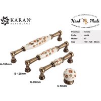 Möbelgriff, Schrankgriff, Schubladengriff, Möbelknopf, Knauf, 96mm 128mm, Porzellan Handbemalt von Karanbeschlaege
