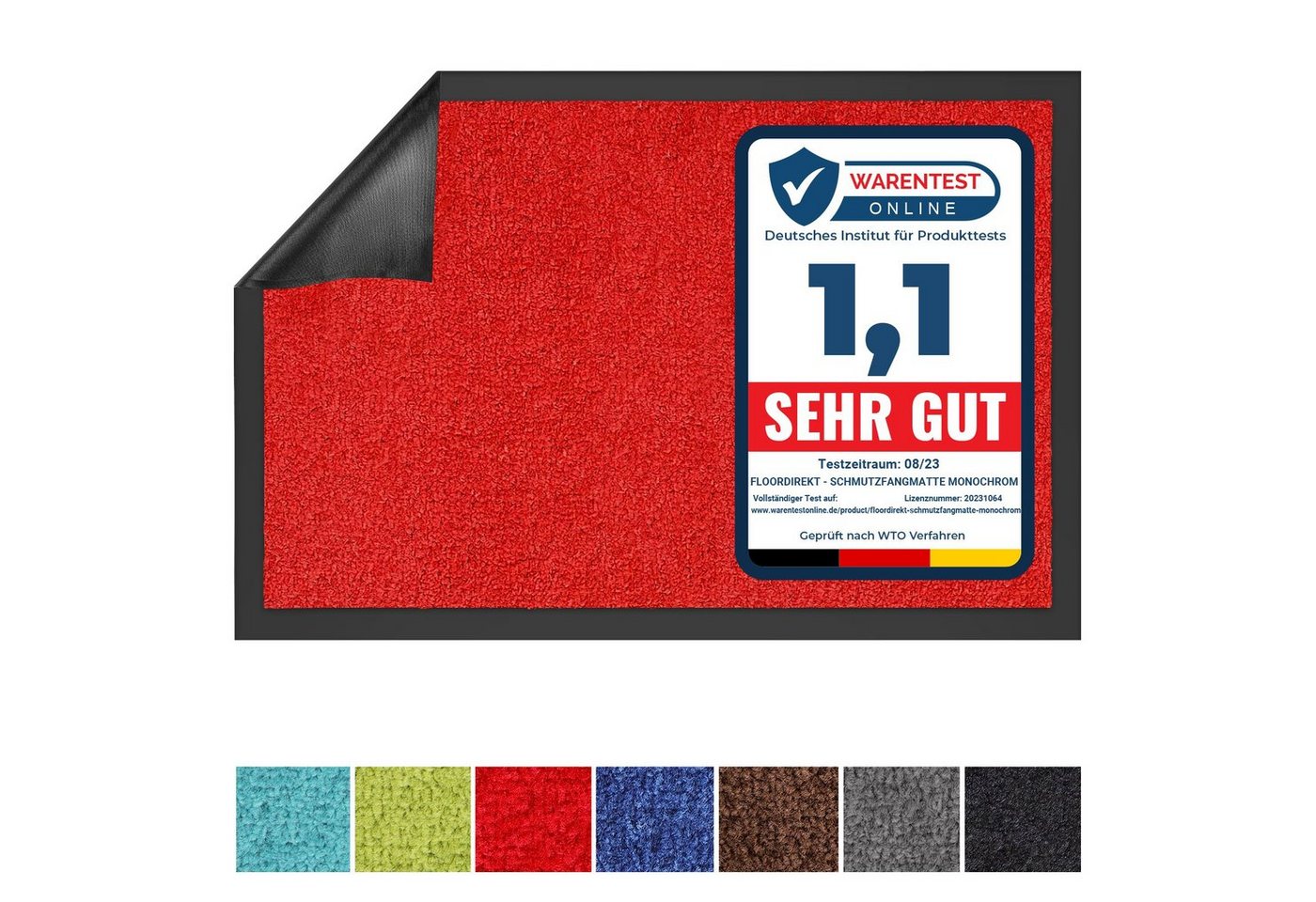 Fußmatte Sauberlaufmatte Dublin, viele Farben & Größen, waschbar, Karat, rechteckig, Höhe: 7 mm, geeignet für Fußbodenheizung von Karat