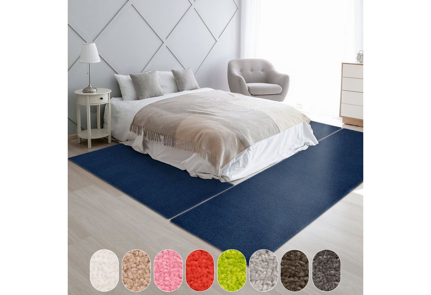 Hochflor-Bettumrandung Fallon, Bettvorleger, ideal im Schlafzimmer, verschiedene Farben Karat, Höhe 8.5 mm, (3-tlg), Velours von Karat