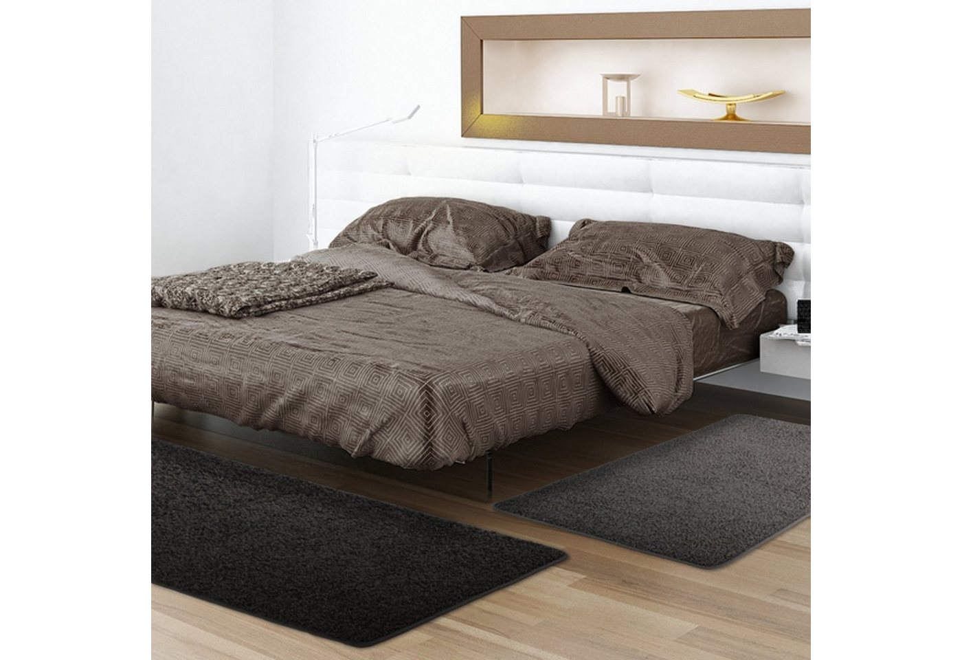 Hochflor-Bettumrandung Kleopatra, Teppichläufer, ideal im Schlafzimmer, viele Farben Karat, Höhe 9 mm, (3-tlg), Shaggy von Karat