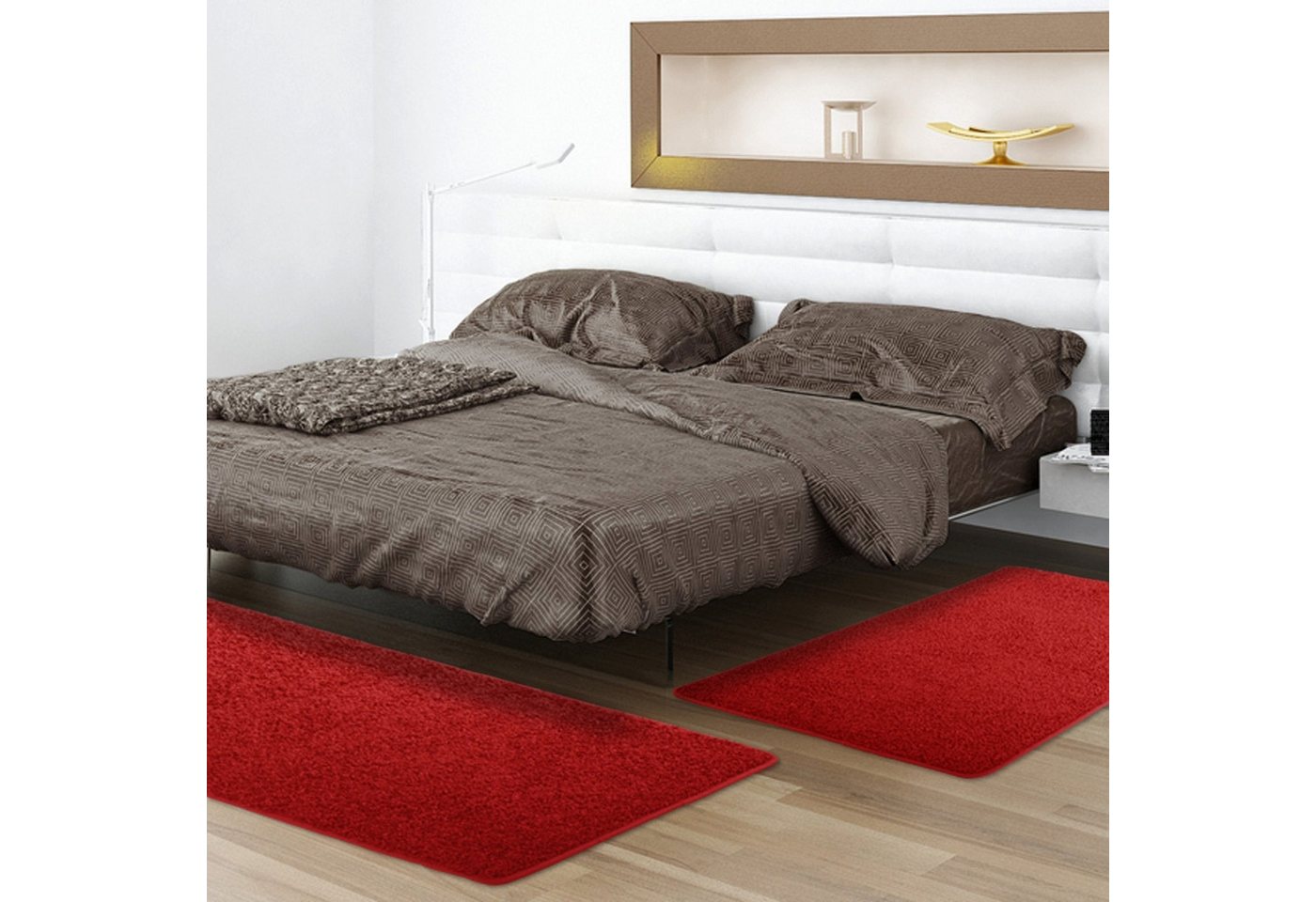 Hochflor-Bettumrandung Kleopatra, Teppichläufer, ideal im Schlafzimmer, viele Farben Karat, Höhe 9 mm, (3-tlg), Shaggy von Karat