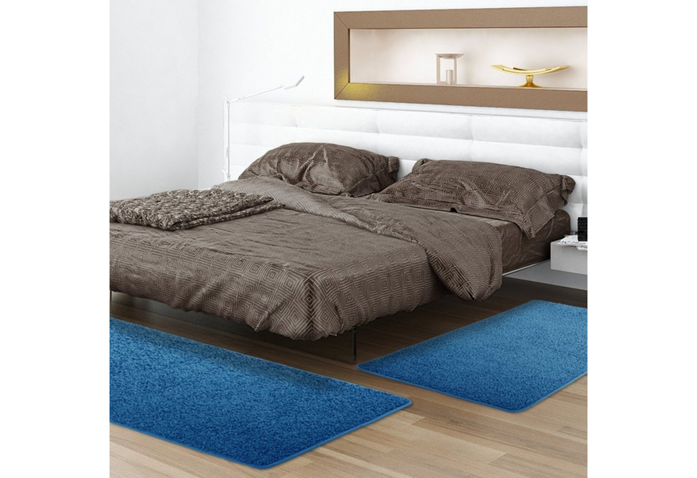 Hochflor-Bettumrandung Kleopatra, Teppichläufer, ideal im Schlafzimmer, viele Farben Karat, Höhe 9 mm, (3-tlg), Shaggy von Karat