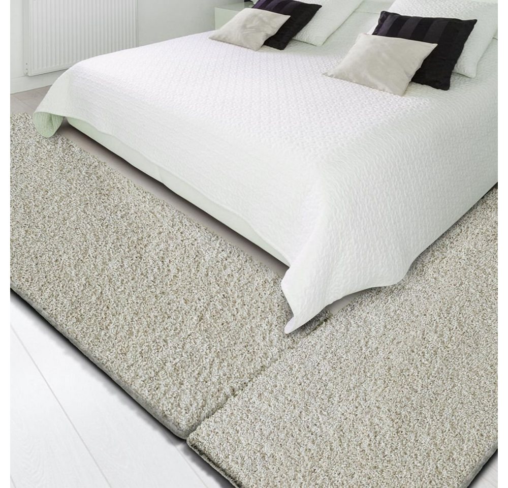 Karat Hochflor-Bettumrandung Madrid, Bettläufe in 13 Farben, 3 Größen, Teppich, Teppichläufer, Höhe 22 mm, (3-tlg), Shaggy von Karat