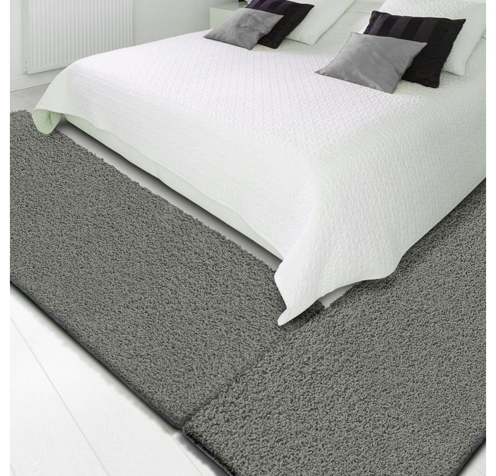 Karat Hochflor-Bettumrandung Madrid, Bettläufe in 13 Farben, 3 Größen, Teppich, Teppichläufer, Höhe 22 mm, (3-tlg), Shaggy von Karat