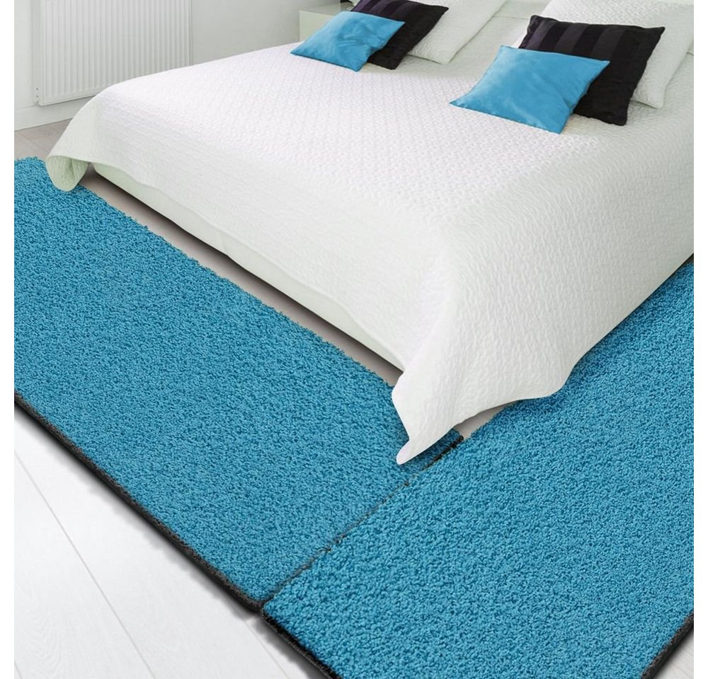 Karat Hochflor-Bettumrandung Madrid, Bettläufe in 13 Farben, 3 Größen, Teppich, Teppichläufer, Höhe 22 mm, (3-tlg), Shaggy von Karat