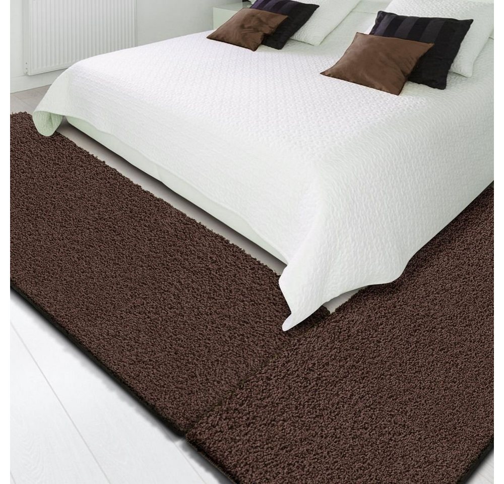 Karat Hochflor-Bettumrandung Madrid, Bettläufe in 13 Farben, 3 Größen, Teppich, Teppichläufer, Höhe 22 mm, (3-tlg), Shaggy von Karat