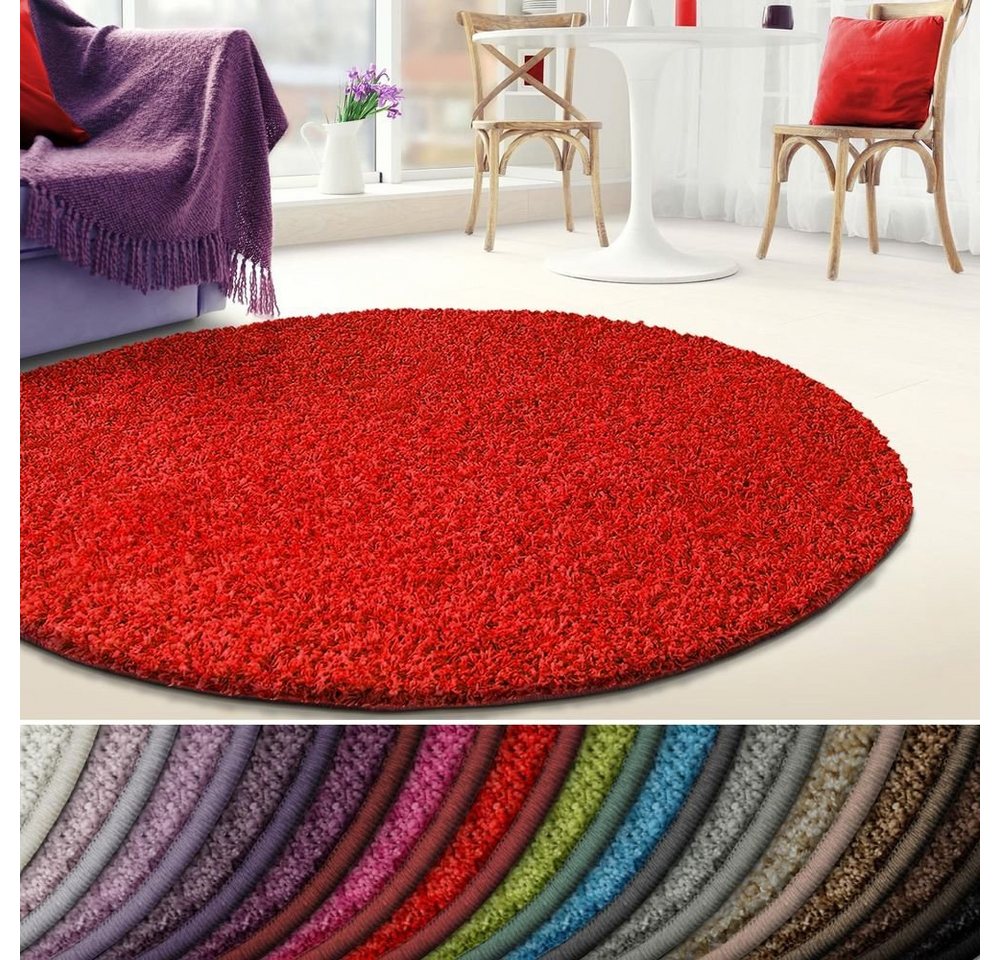 Hochflor-Teppich Madrid, Wohnteppich in verschiedenen Farben & Größen, Teppichläufer, Karat, rund von Karat