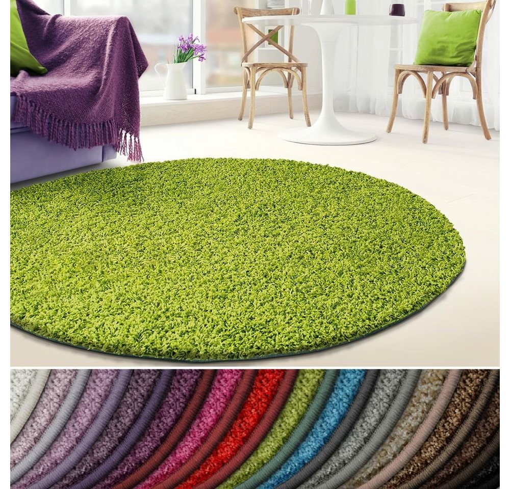 Hochflor-Teppich Madrid, Wohnteppich in verschiedenen Farben & Größen, Teppichläufer, Karat, rund von Karat