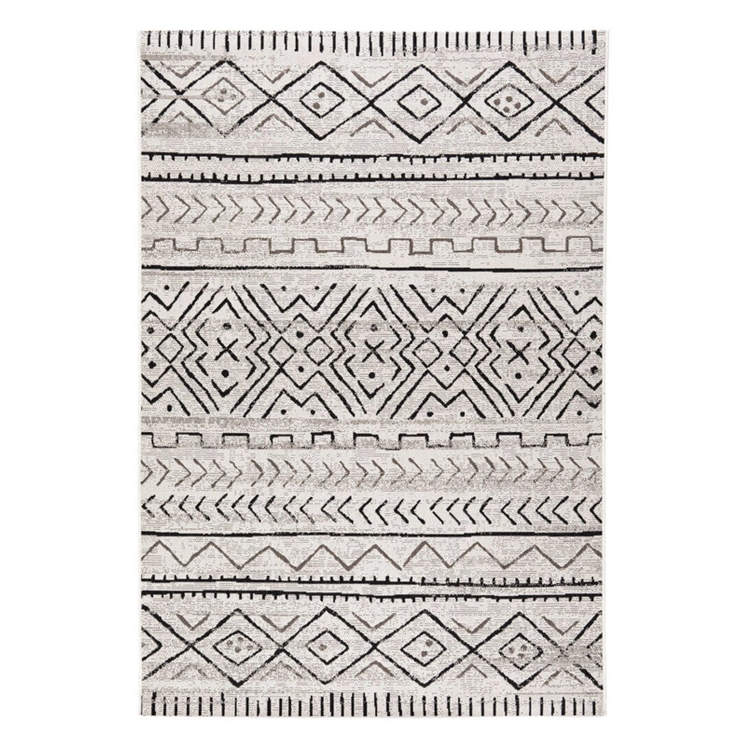 KARAT Outdoorteppich Aztec Gemütlicher Außenteppich Grau 80 x 150 cm von Karat