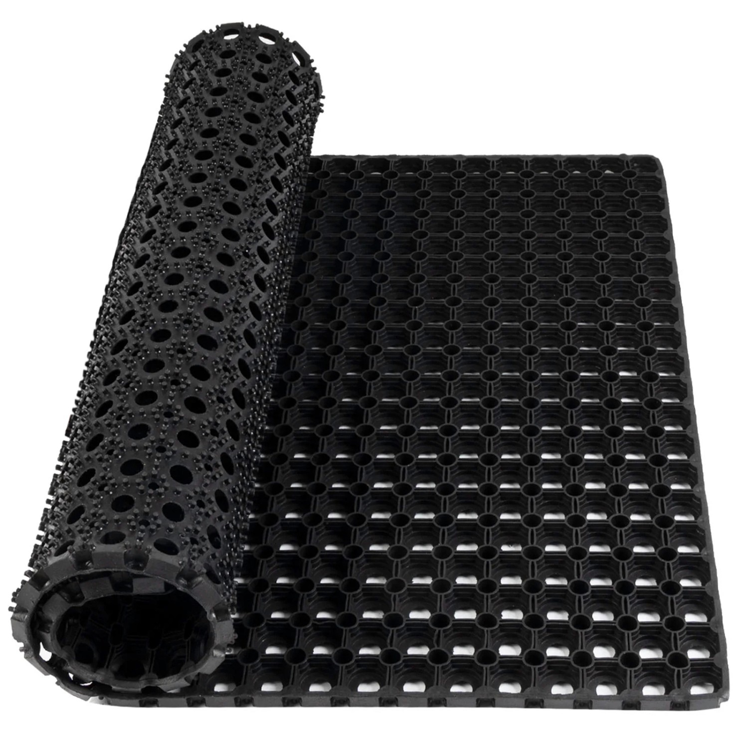 KARAT Ringgummimatte Octo Door - Recyclebare Gummiringmatte Wabenmatte Schwarz - 100 x 100 x 2,3 cm von Karat