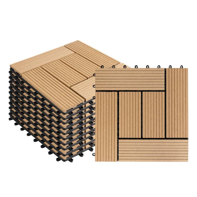 KARAT WPC Terrassenfliesen Classic Wetterfest 30 x 30 cm Teak 11er-Set 1 m² von Karat