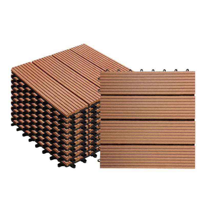 KARAT WPC Terrassenfliesen Royal Wetterfest 30 x 30 cm Hellbraun 11er-Set 1 m² von Karat