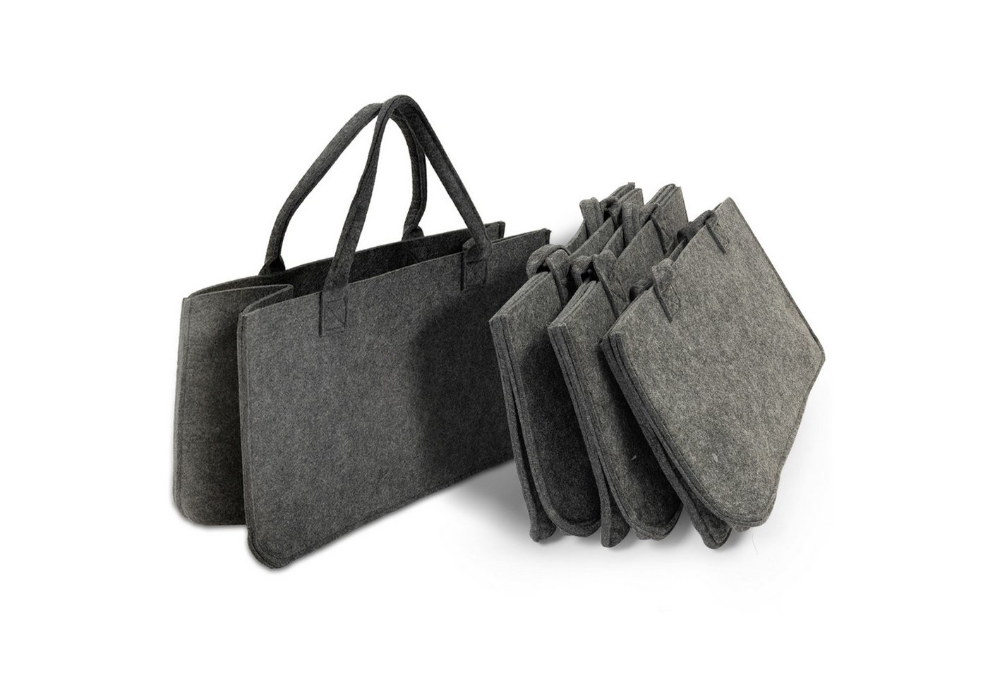 Karat Allzweckkorb Conny, Filztasche, Einkaufstasche, Kaminholztasche, Faltbar, 4er Set von Karat