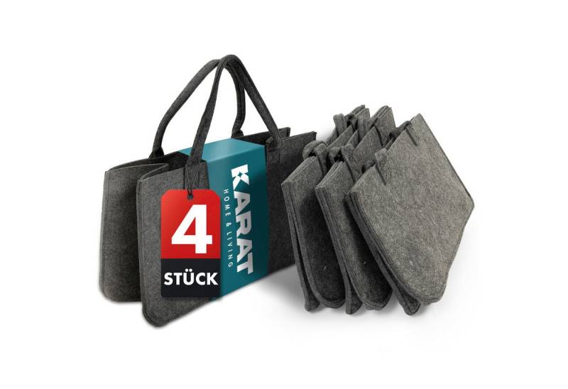 Karat Allzweckkorb Conny, Filztasche, Einkaufstasche, Kaminholztasche (4 St), Faltbar, 2er oder 4er Set von Karat