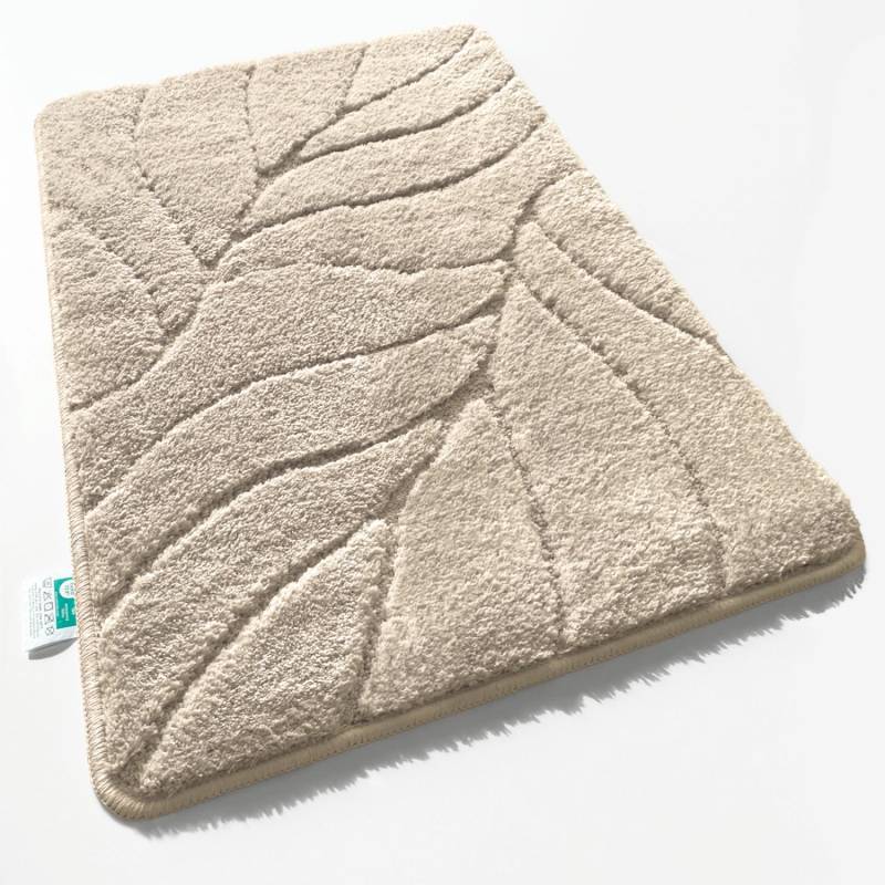 Karat Badematte Maris Badvorleger Badteppich mit Blattstruktur Ivory 40 x 60 cm von Karat