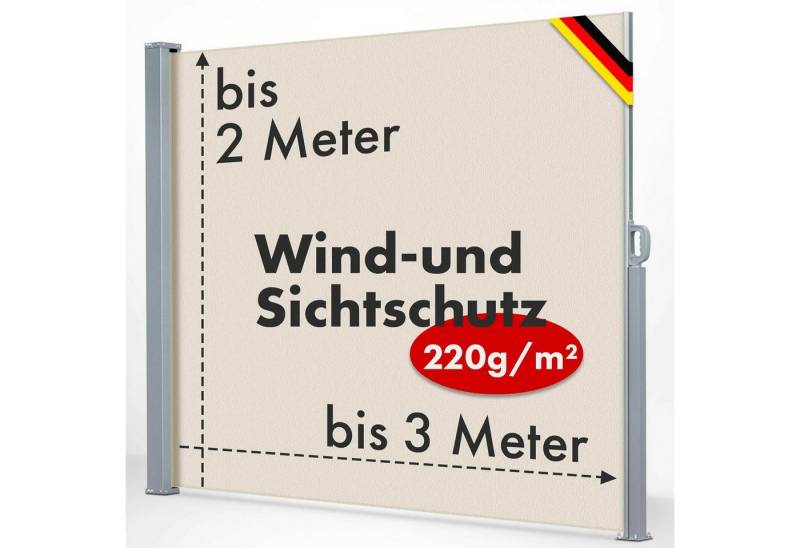 Karat Seitenmarkise für Balkon und Terrasse, Wind- und Sichtschutz In 3 Größen und 4 Farben von Karat