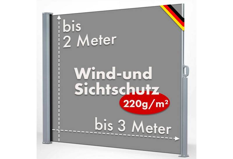 Karat Seitenmarkise für Balkon und Terrasse, Wind- und Sichtschutz In 3 Größen und 4 Farben von Karat