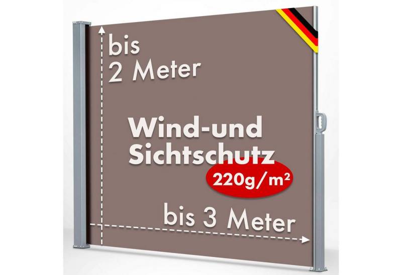 Karat Seitenmarkise für Balkon und Terrasse, Wind- und Sichtschutz In 3 Größen und 4 Farben Karat Seitenmarkise für Balkon und Terrasse, Wind- und Sichtschutz In 3 Größen und 4 Farben von Karat