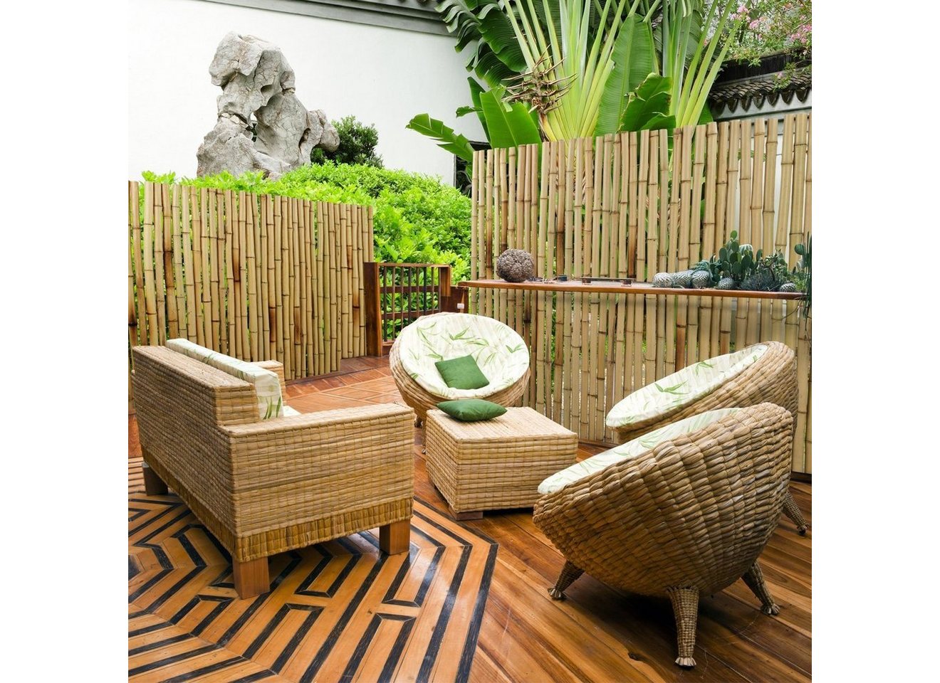 Karat Sichtschutzzaunmatten Bambus-Sichtschutz, verschiedene Farben & Größen, Witterungsbeständig, Aus Bambusrohren von Karat