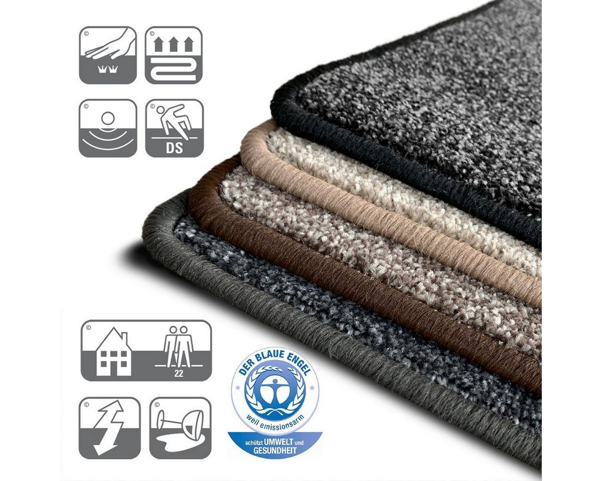 Karat Veloursteppich Toulon Schwarz, Wohnteppich in verschiedenen Farben, Teppich, Rechteckig, Höhe: 10 mm, 100% Polypropylen Karat Veloursteppich Toulon Schwarz, Wohnteppich in verschiedenen Farben, Teppich, Rechteckig, Höhe: 10 mm, 100% Polypropylen von Karat