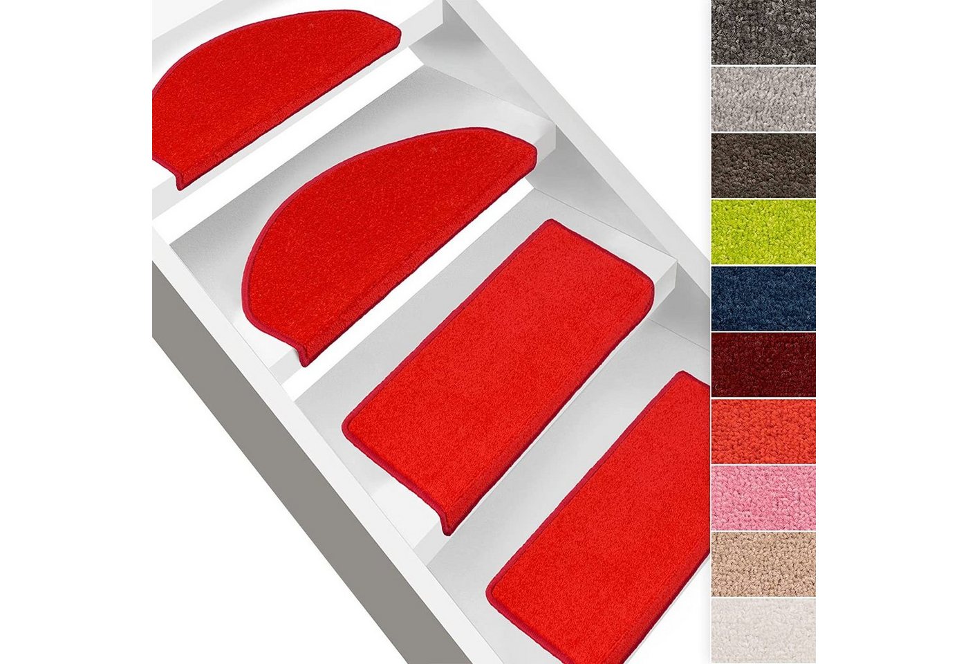 Stufenmatte Fallon, Treppenschutz in 9 Farben, 2 Varianten, Stufenschoner, Karat, Halbrund, Höhe: 8.5 mm, Velours-Oberfläche von Karat