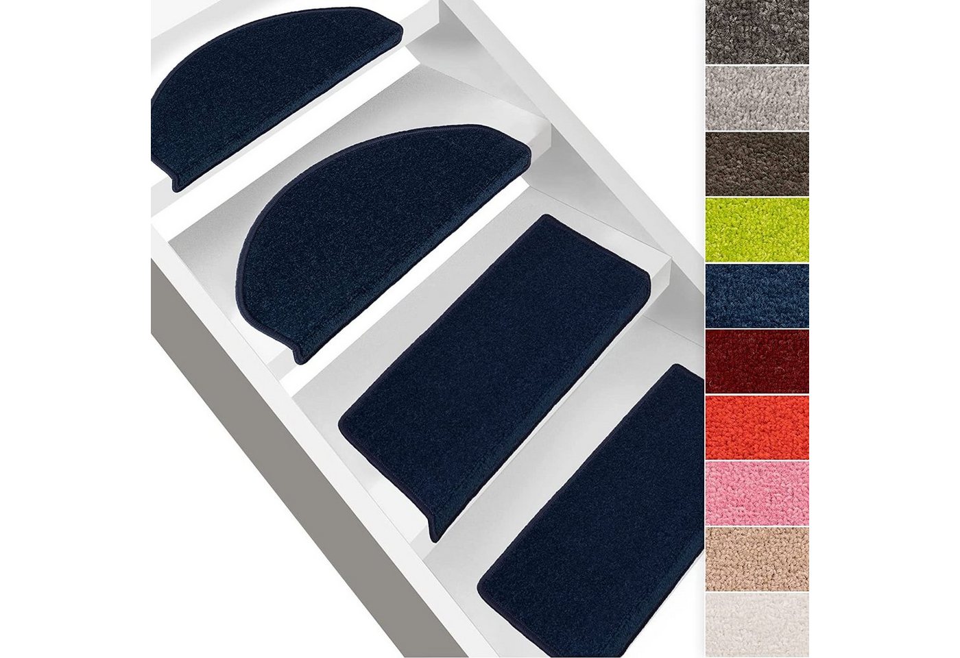 Stufenmatte Fallon, Treppenschutz in 9 Farben, 2 Varianten, Stufenschoner, Karat, Halbrund, Höhe: 8.5 mm, Velours-Oberfläche von Karat