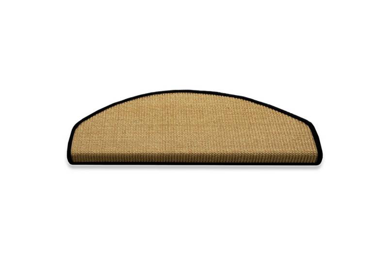 Karat Stufenmatte Rio Natur mit farbiger Kettelung, Stufenschutz, Treppenschutz, Halbrund, Höhe: 6 mm, 100% Sisal von Karat