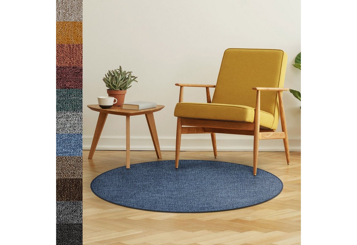 Teppich Athen, 11 verschiedene Farbtöne, ideal im Wohn & Schlafzimmer, Karat, Rund, Höhe: 4 mm, 100% Polypropylen, rutschfest von Karat