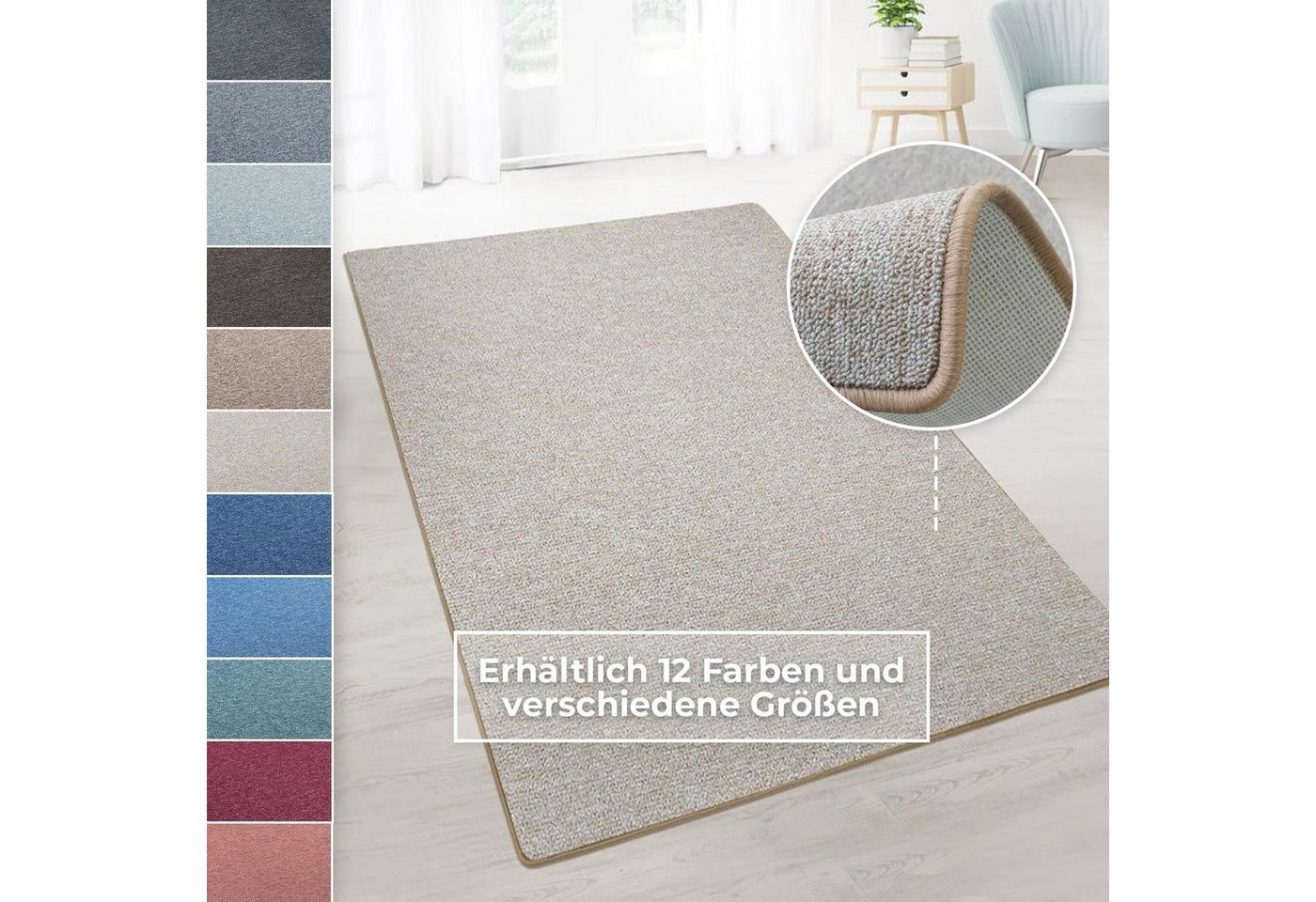 Teppich Athen, verschiedene Größen, verschiedene Farben, Teppichläufer, Karat, rechteckig, Höhe: 4 mm, 100% Polypropylen von Karat